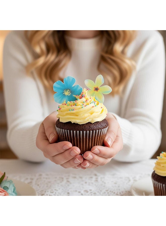Depend 35 Pcs Edible Flowers Cupcake Toppers Wafer Paper Flower Wedding Cupcake Picks Edible Flowers Cake Decorations For Spring Bridal Engagement Baby Shower Birthday Party Cake Decoration Supplies - Image 4